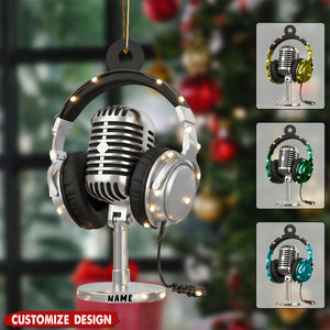 Personalized Microphone Radio Christmas Ornament - Gifts For Music Lover