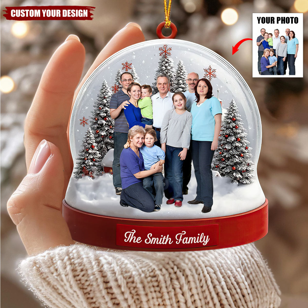Custom Photo Acrylic Ornament - Personalized Christmas Birthday Gifts For Mom, Dad, Kids - Together Is The Best Place To Be