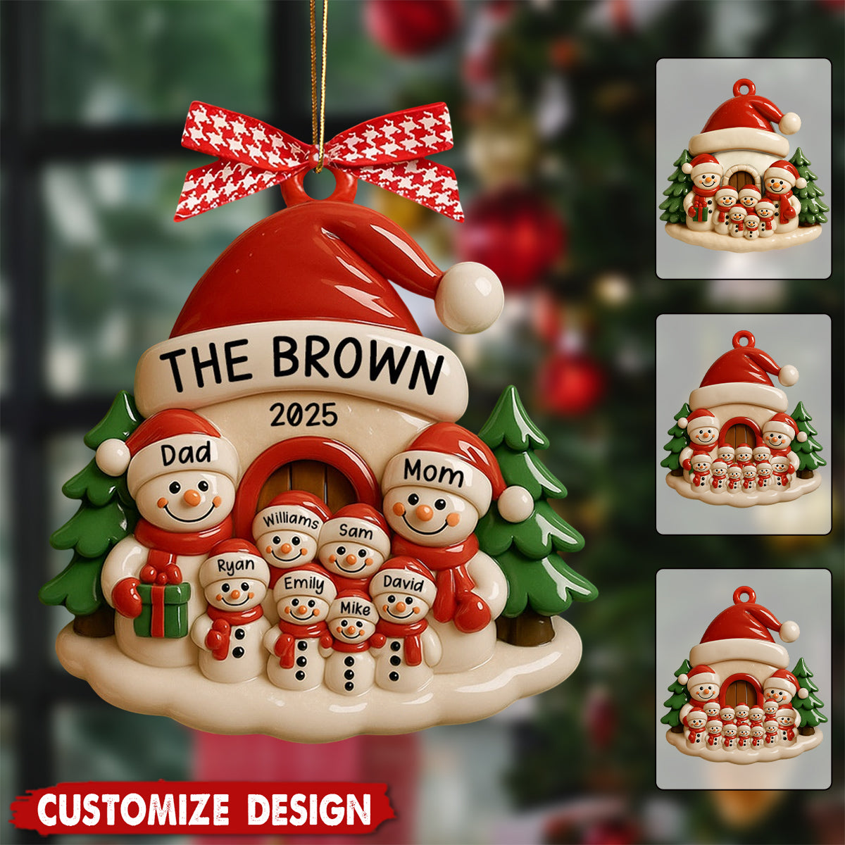 Personalized Snowman Ornament, Acrylic Family Christmas Tree Decor, Holiday Keepsake, Christmas Decor, Xmas Gift