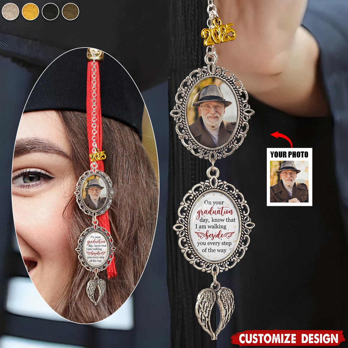 Personalized Class Of 2025 Graduation Tassel Photo Charm