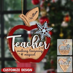 Personalized Teacher Wooden Christmas Ornament - Gift For Teacher