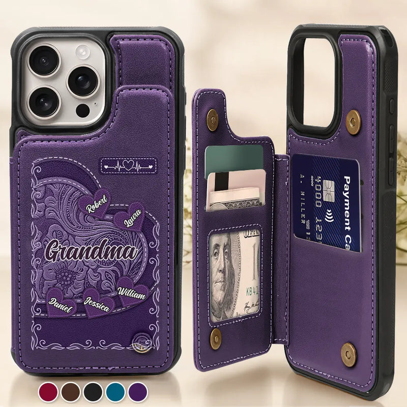 Grandma's Mom's Little Sweethearts - Personalized Leather Flip Wallet Phone Case
