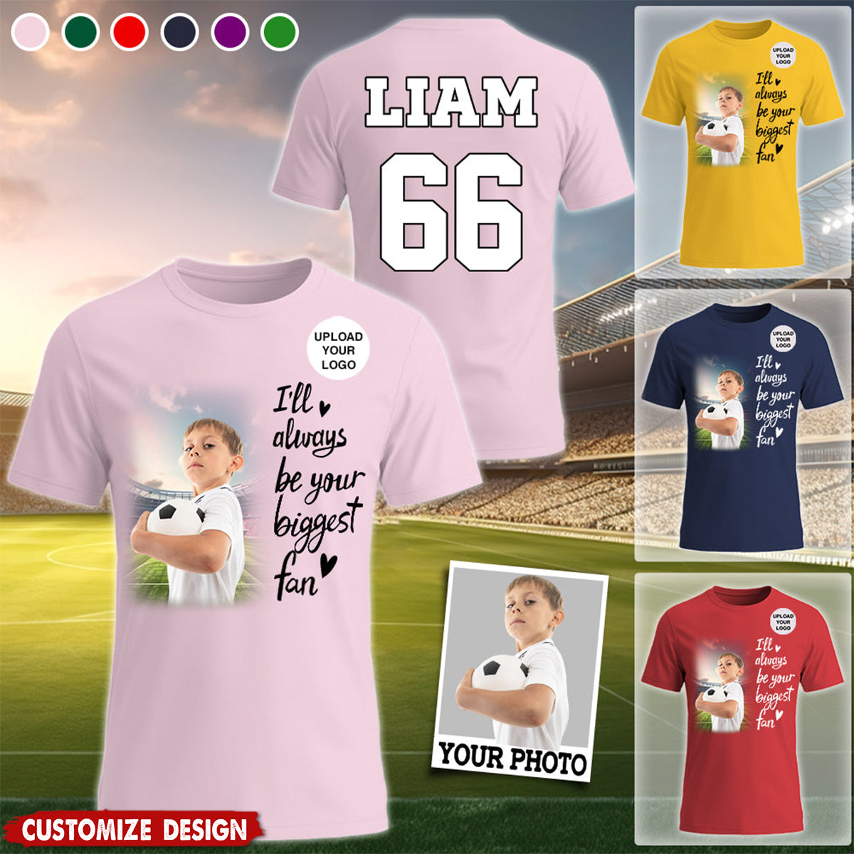 I'll Be Your Biggest Fan-Personalized Photo Soccer Game Day Shirt-Gift For Soccer Lovers