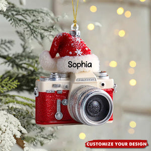 2D FLAT Personalized Camera Acrylic Christmas Ornament, Custom Photographer Ornament, Holiday Tree Decoration Gift for Photography Lovers