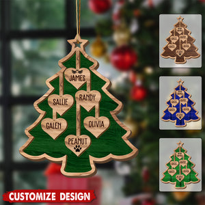 Personalized Wooden Family Tree Christmas Ornament - Gift For Family