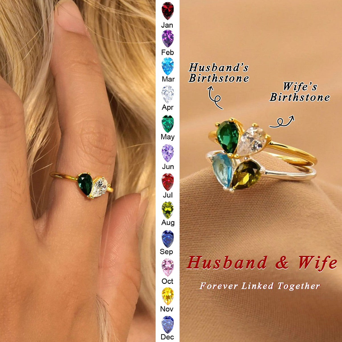 For Love - Custom Heart Birthstone Ring