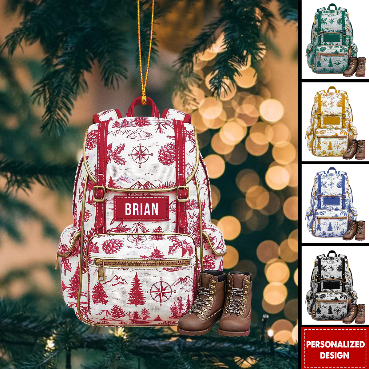 Personalized Backpack Christmas Ornament-Gift for Traveler