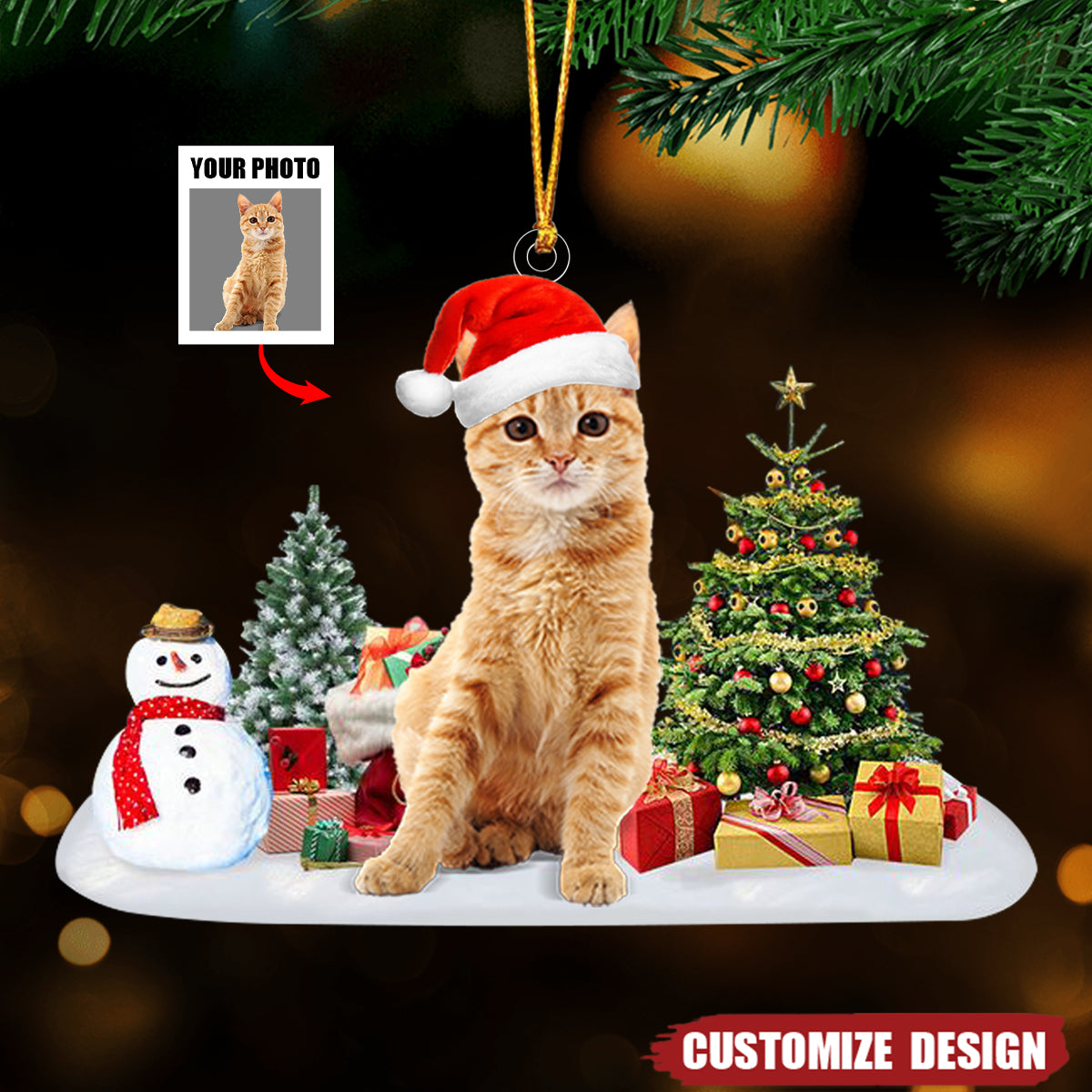 Custom Photo Dog, Cat Christmas Acrylic Ornament - 2024 New Release