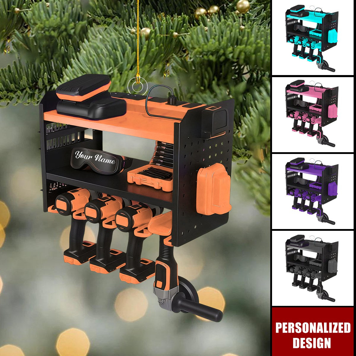 Personalized Mechanic Tool Box Ornament-Gift for Dad, Husband, Handyman