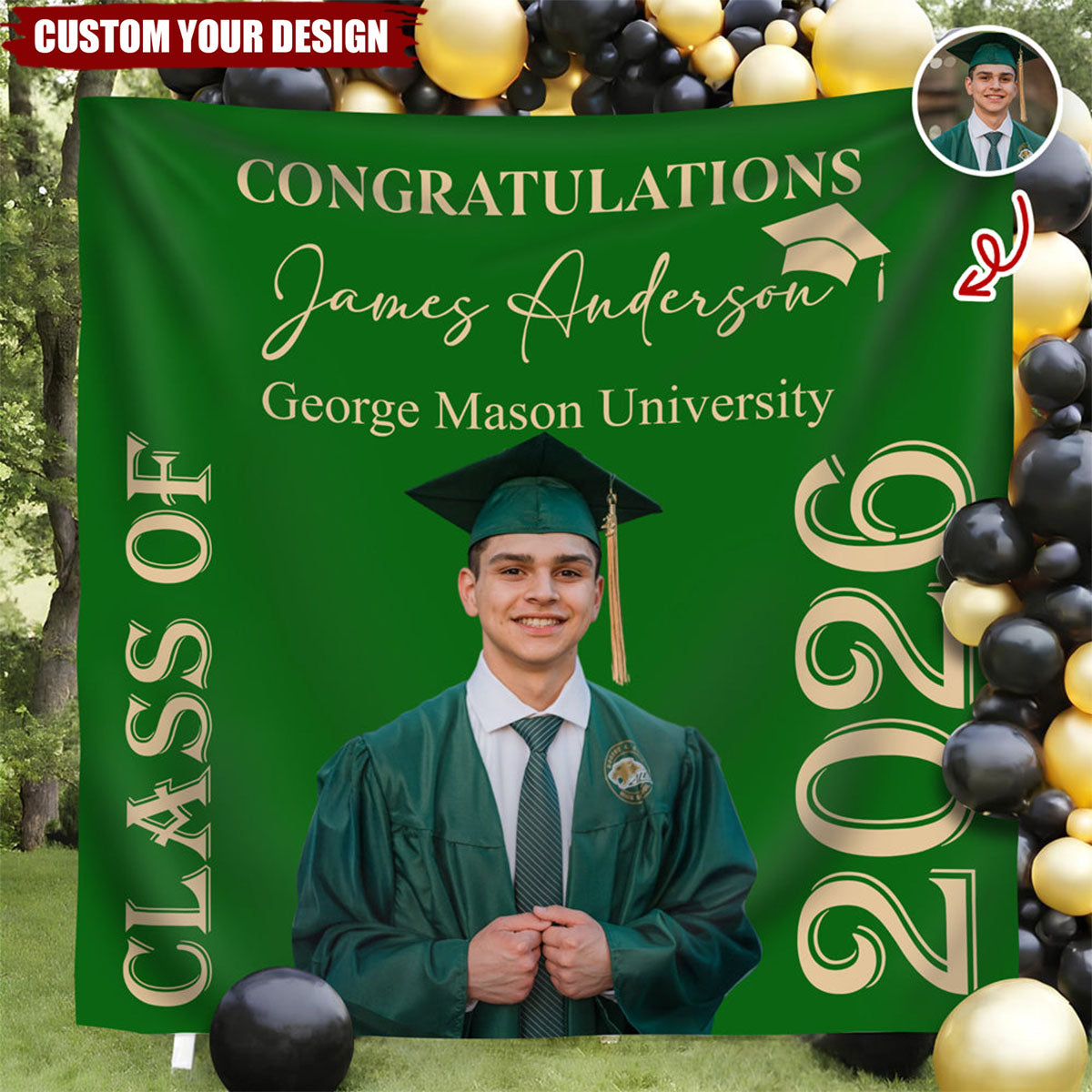 Custom Photo Congratulations Class Of 2026 Backdrop For Graduation's Day