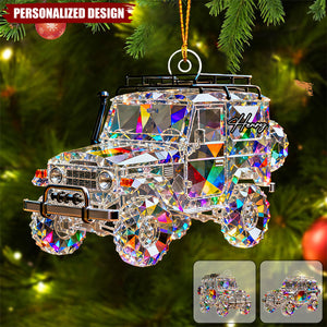 Personalized stained glass SUV themed ornament