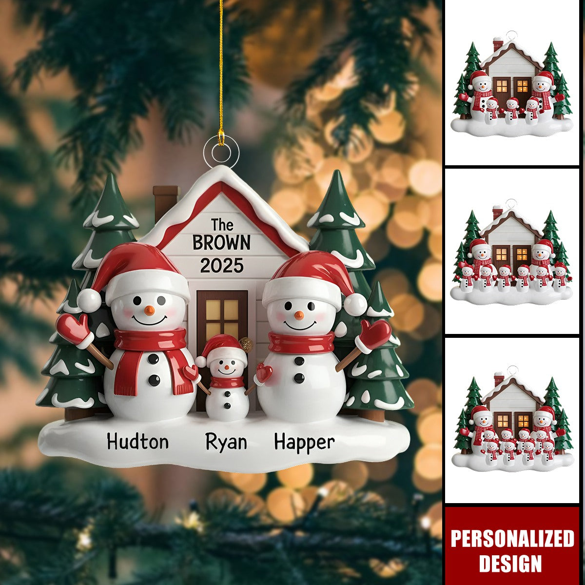 Personalized Snowman Family Ornament-Christmas Gift For Family