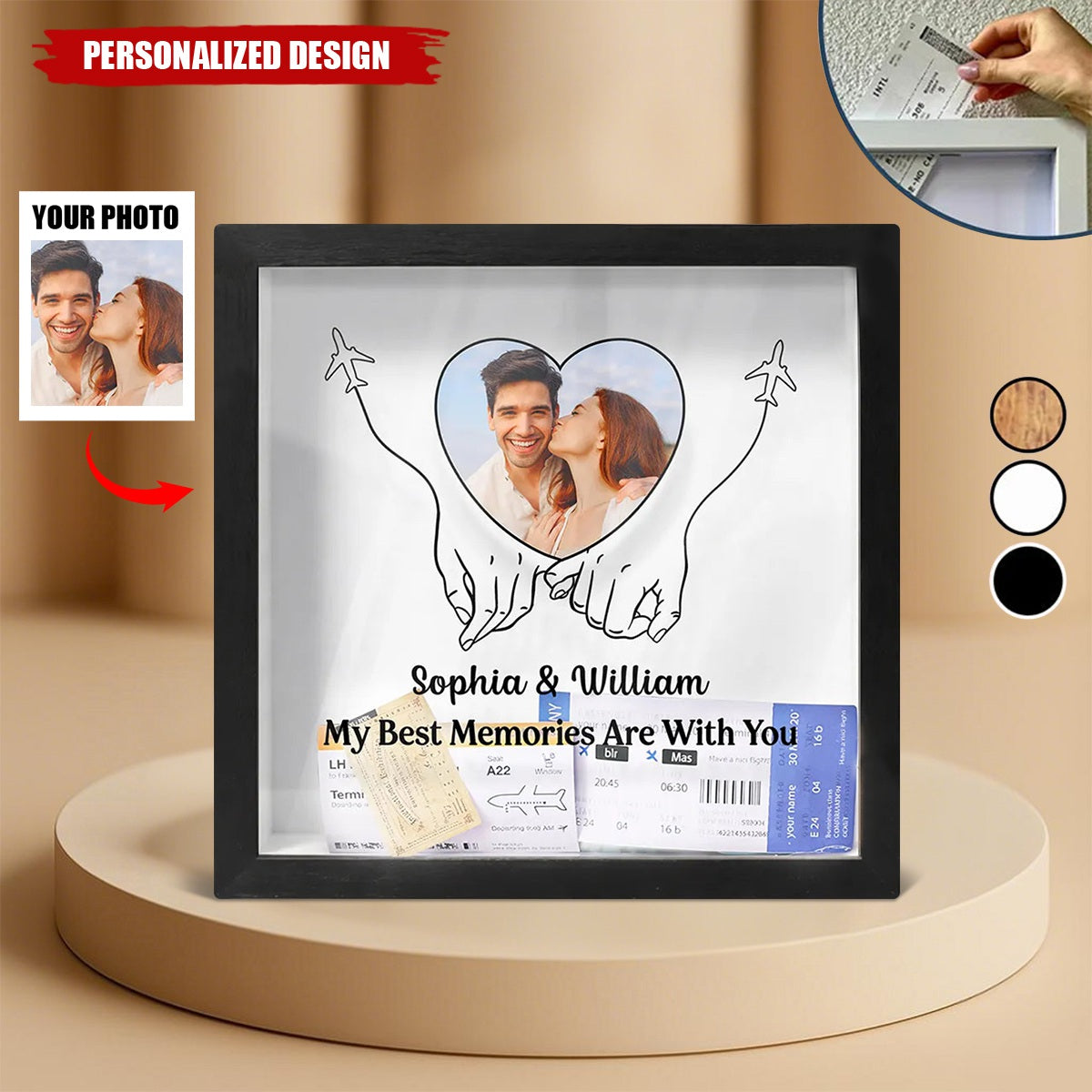 Custom Photo Couple Travel Lovers Best Memories With You-Personalized Ticket Memory Box