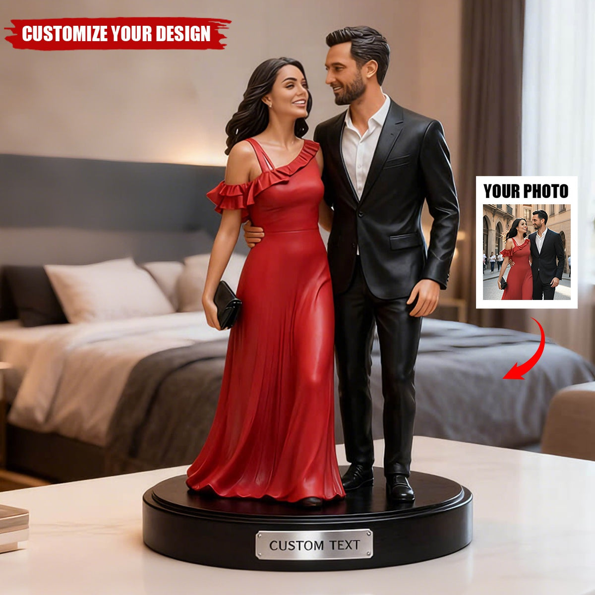 Personalized couple photo wax figure style Custom Shaped Plaque