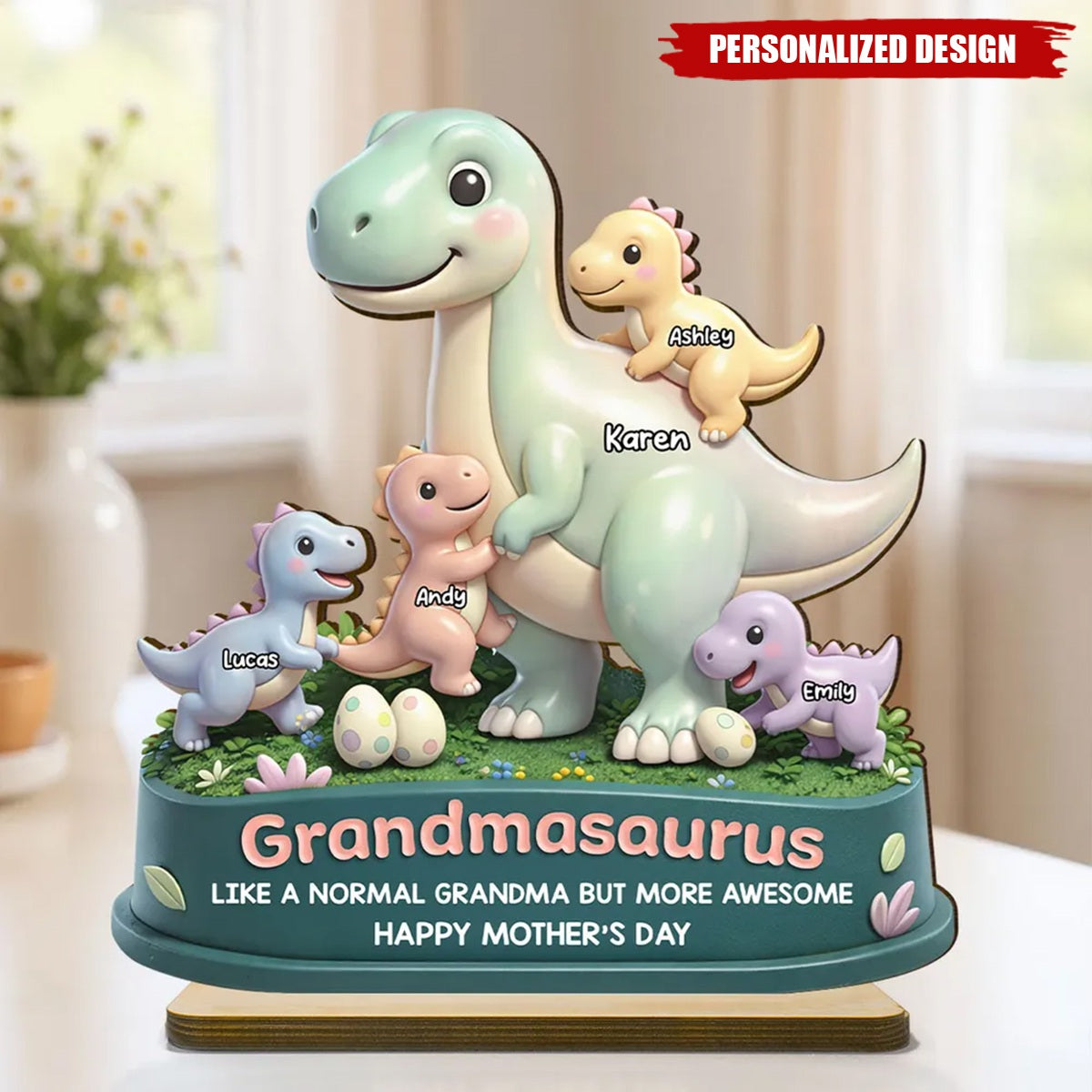 Personalized Mamasaurus More Awesome Wooden Plaque-Sentimental Mother's Day Gift for Mom, Wife