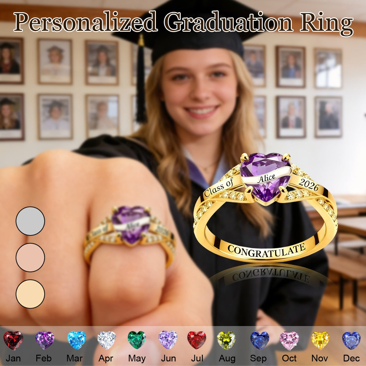 Personalized Graduation Rings-Gift For High School and College Graduates 2026