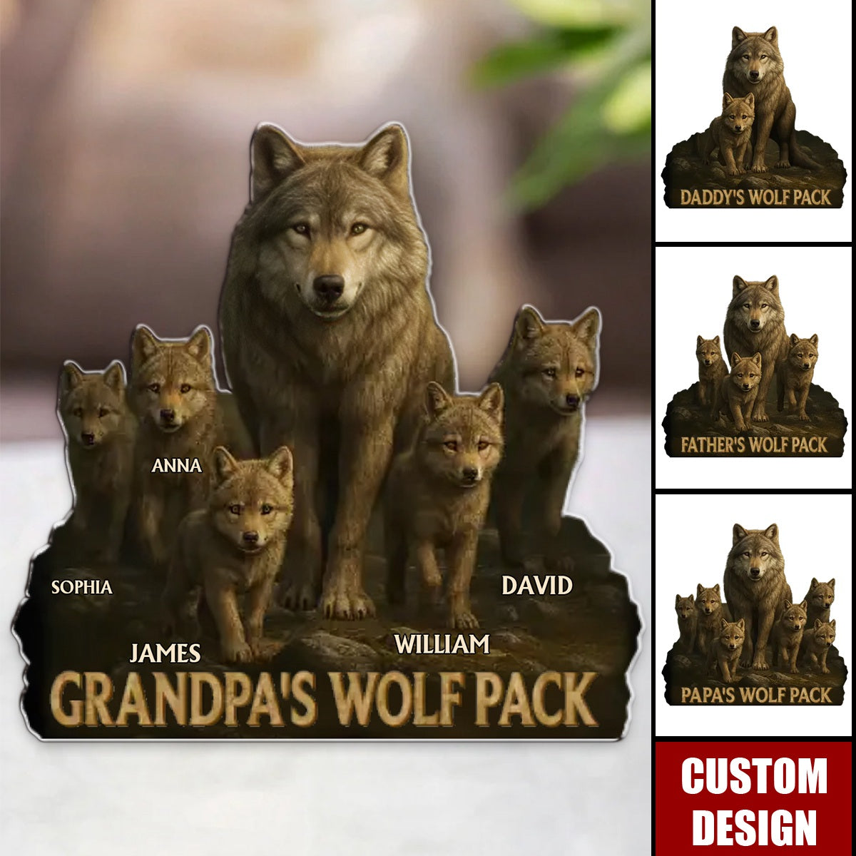 Papa Leads We Follow - Family Personalized Acrylic Plaque, Gift For Dad, Grandpa