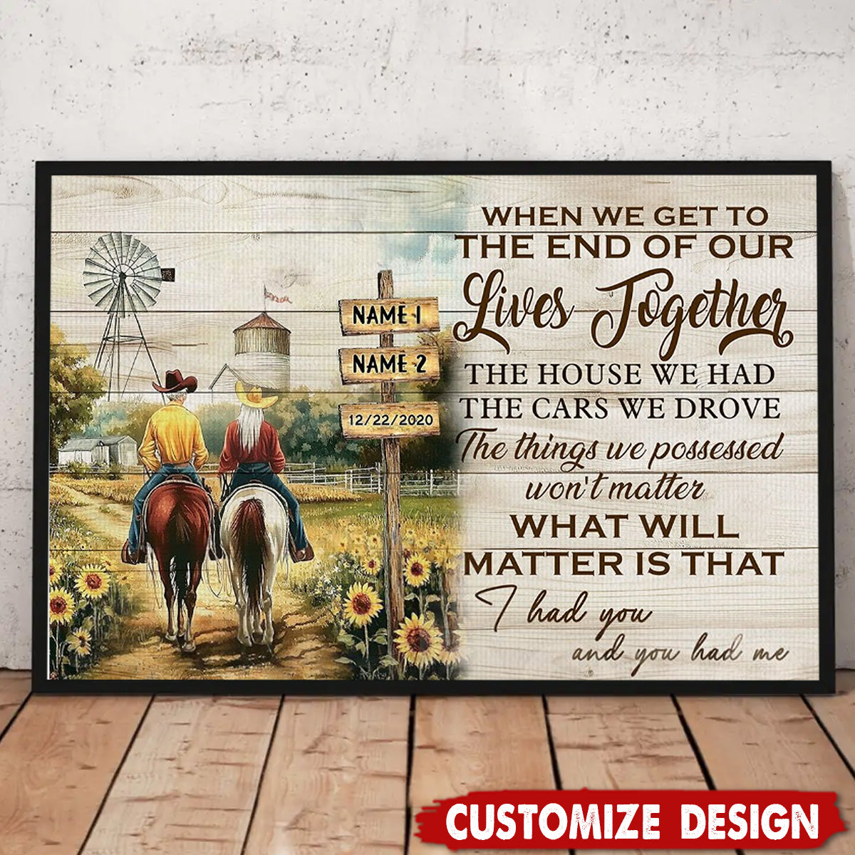 When We Get To The End Of Our Lives Together-Personalized Vintage Couple Cowboy & Cowgir Poster-Gift For Rodeo-Loving Couple