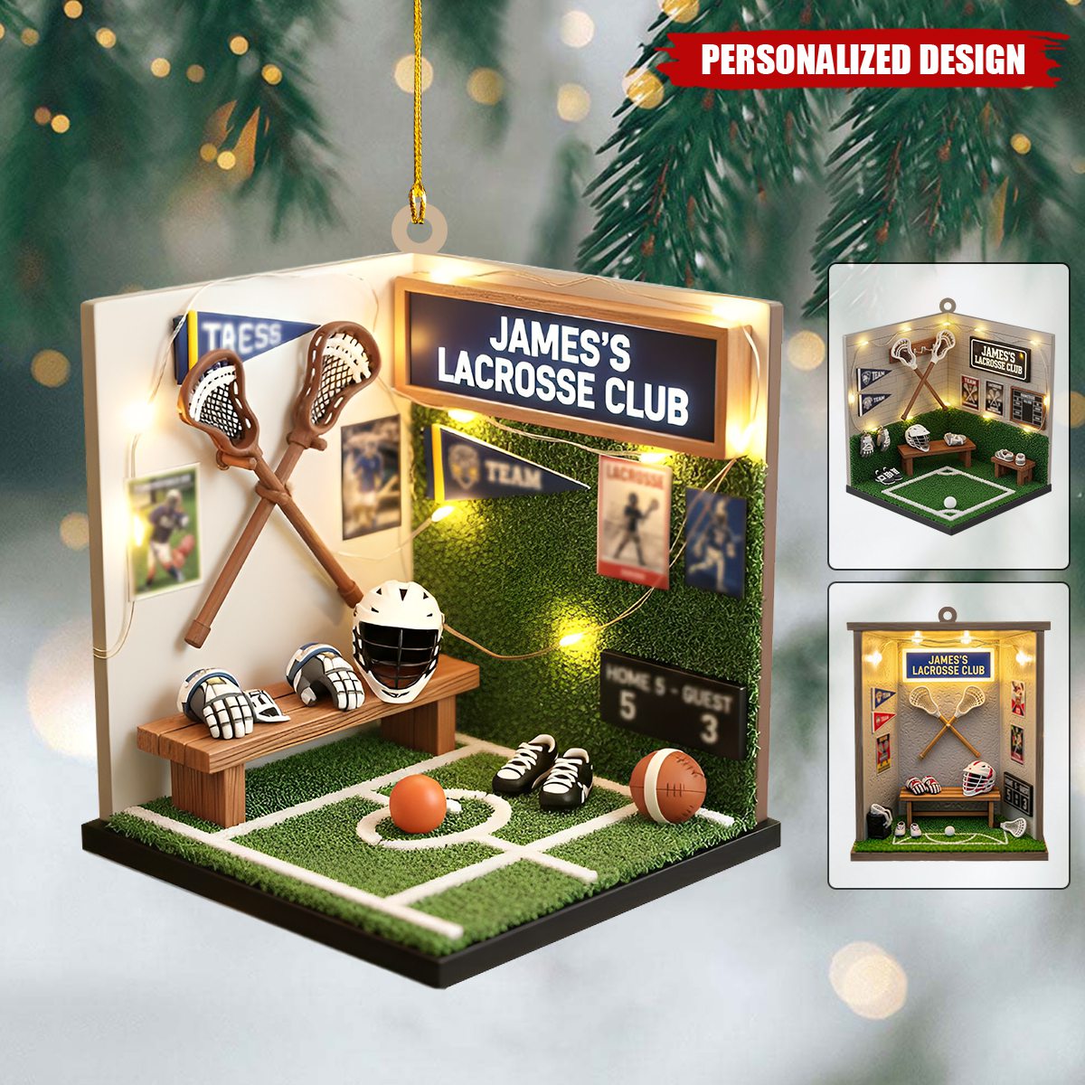 Personalized Lacrosse Christmas Ornament-Gift for Lacrosse Player