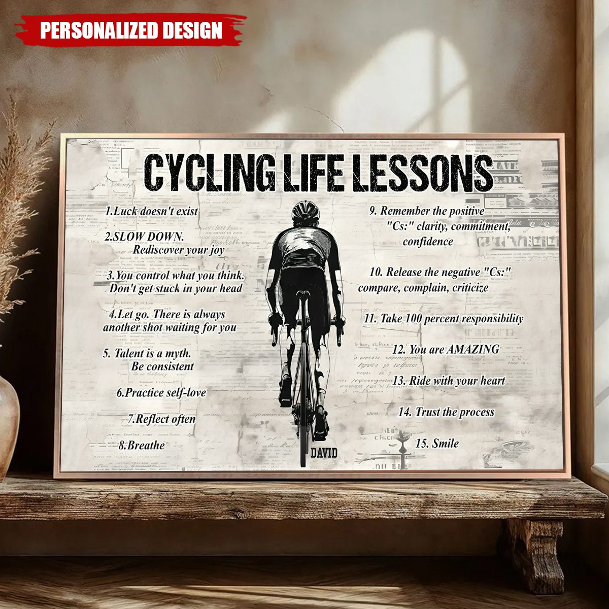 Personalized Cycling Life Lessons Poster