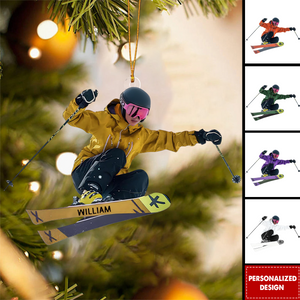Personalized Skiing Shaped Ornament-Ski Lift Lover Gift