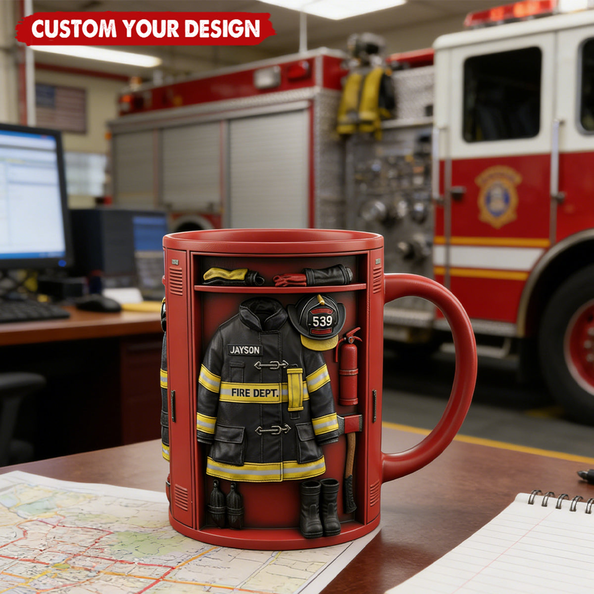 Firefighter Locker Mug - Personalized Gifts For Firefighter