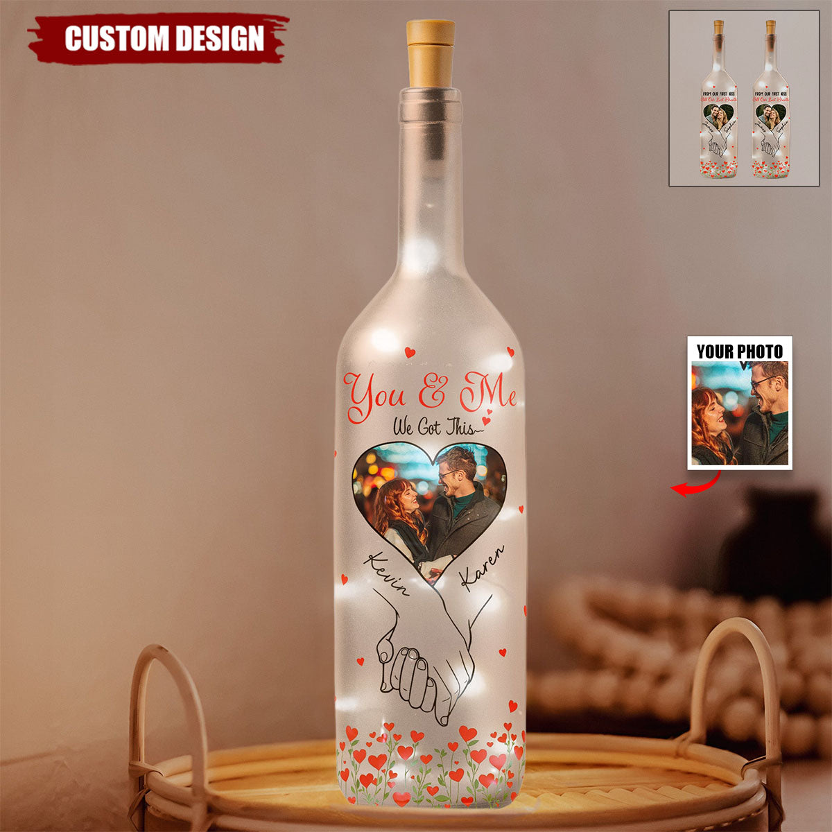 You And Me We Got This - Personalized Photo Bottle Lamp