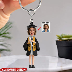 Personalized Upload Image Keychain-Gift For Graduate