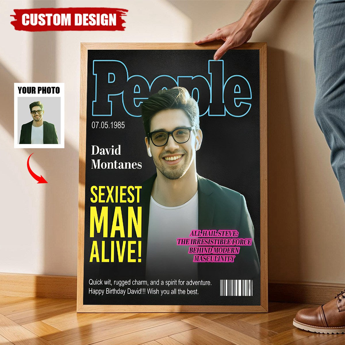 People Magazine Cover Gift, Sexiest Man Alive Gift, Custom Man Photo Canvas, Gift for Boyfriend, Husband, Birthday Gift, Gift For Him
