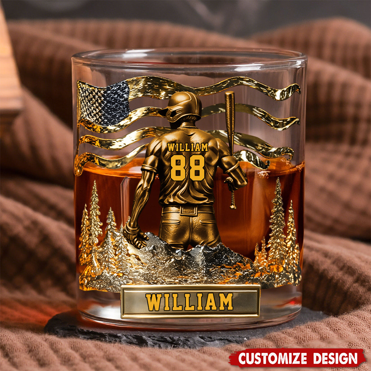 Personalized Baseball Whiskey Glass - Gifts For Baseball Lovers