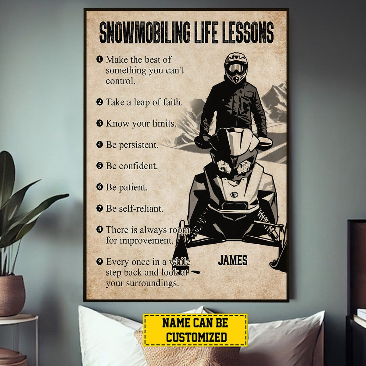 Personalized Snowmobiling Life Lessons Poster-Snowmobiling Gift For Boy Men