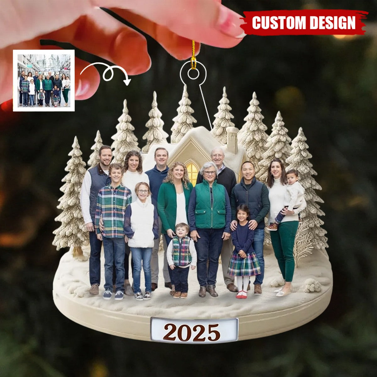 Personalized Upload Family Photo Acrylic Christmas Ornament
