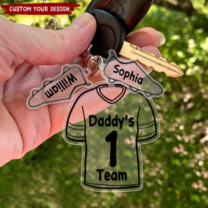 Daddy's Team - Gift For Father, Dad - Personalized Acrylic Tag Keychain