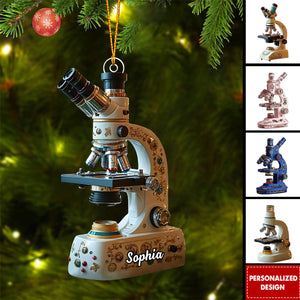 Personalized Microscope Christmas Ornament Gift For Lab Lovers