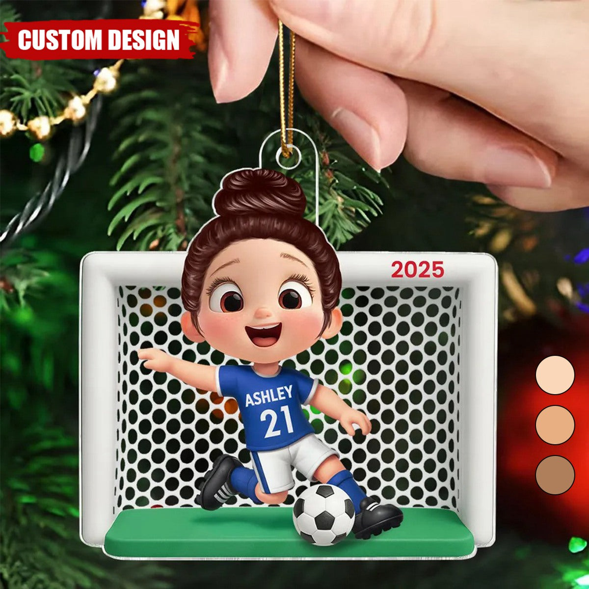 Boy Girl Soccer Player Personalized 2D Flat Acrylic Ornament, Christmas Gift