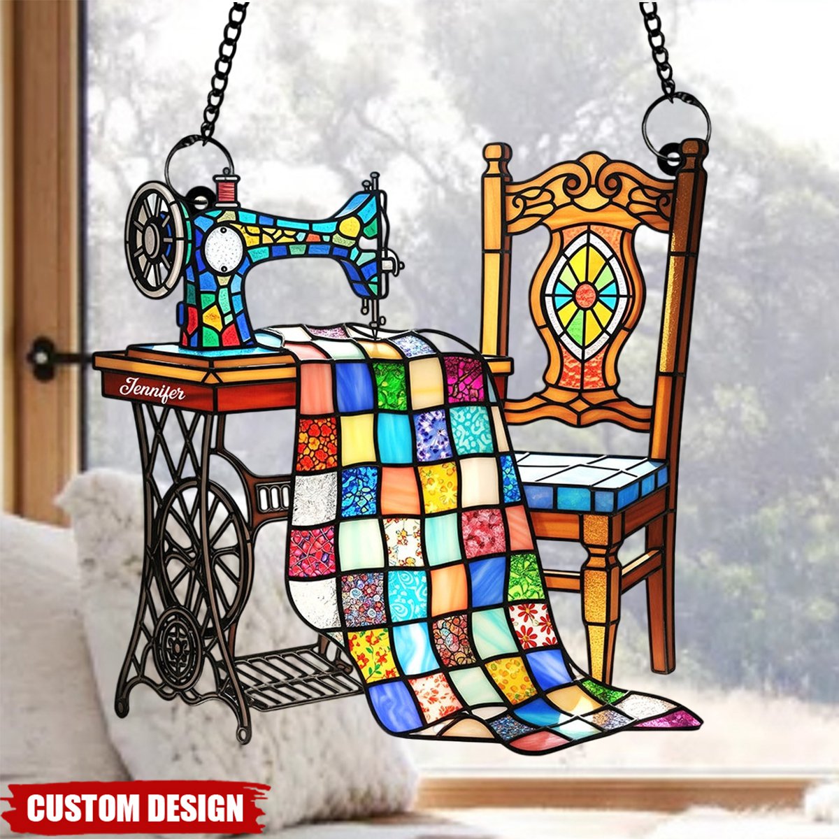 Vintage Sewing Machine Suncatcher Ornament – Personalized Gifts For Sewing Lovers