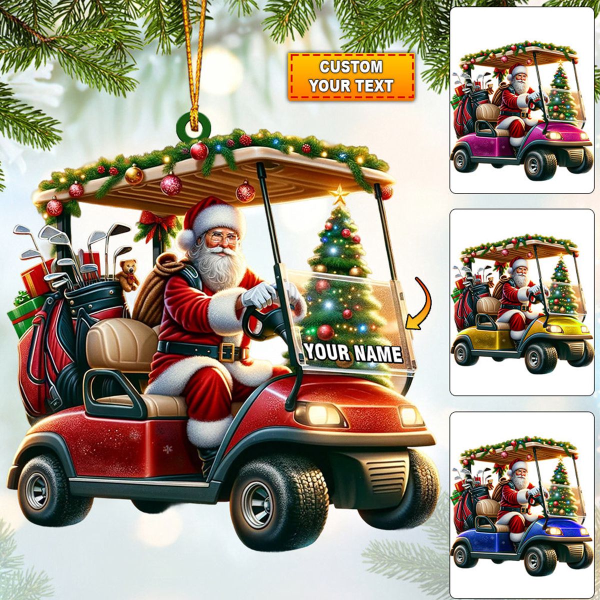 Santa Coming Home Decor Christmas Ornament, Personalized Ornament