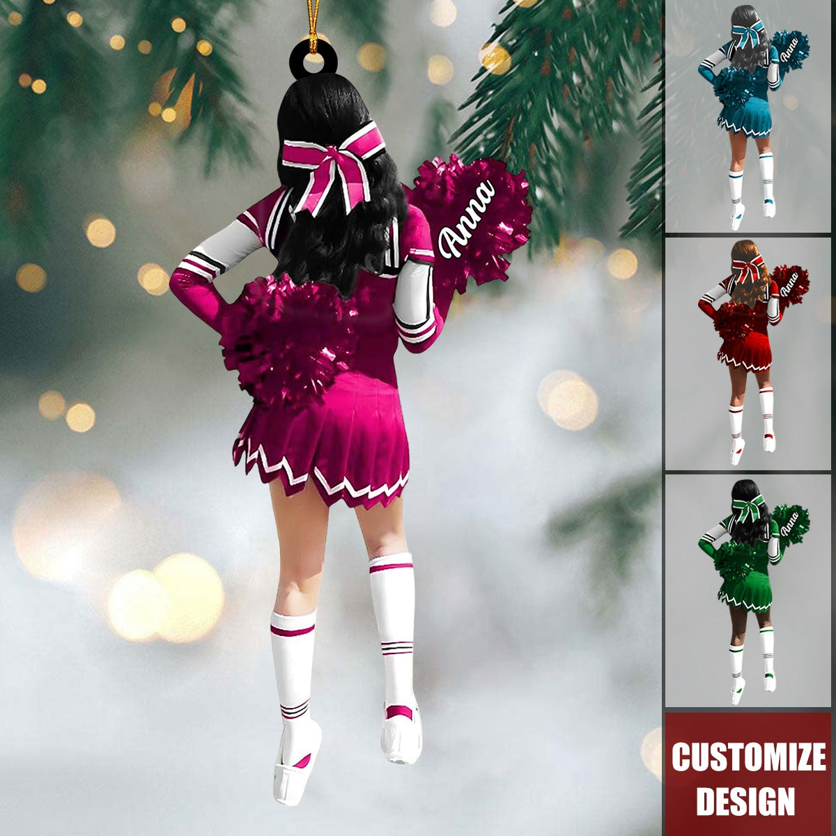 Personalized Cheerleading Pom pom Girl Christmas Ornaments - 2025 New Release