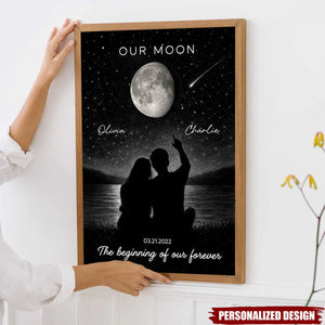 Night Sky Couple Moon Phase-Personalized Couple Poster-Valentine's Day Gift