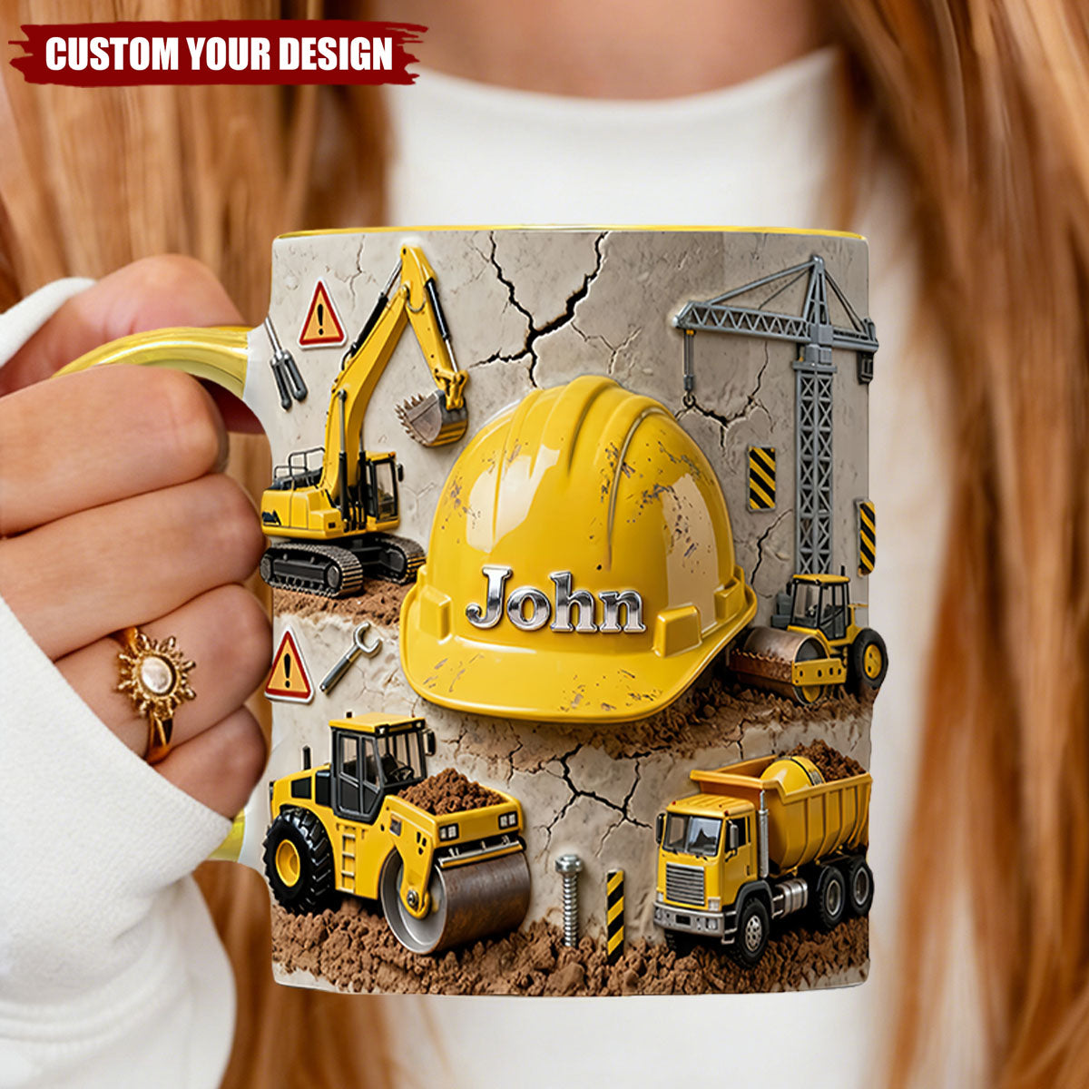 Construction Worker Coffee Accent Mug - Personalized Gifts For Construction Workers