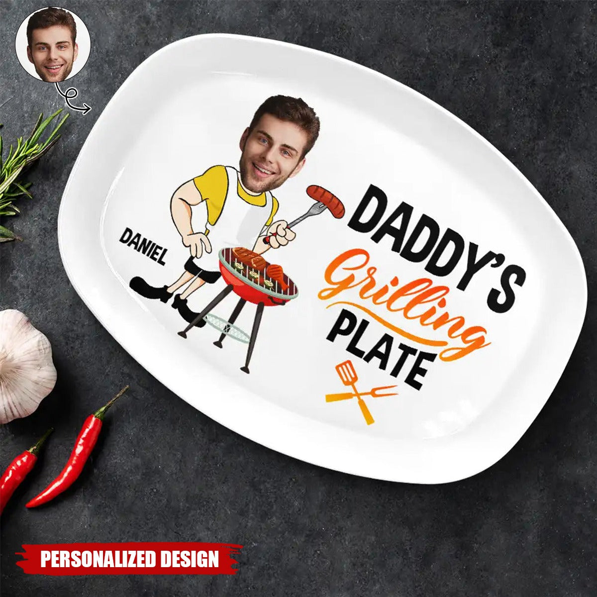Daddy's Grilling Plate - Personalized Photo Plate