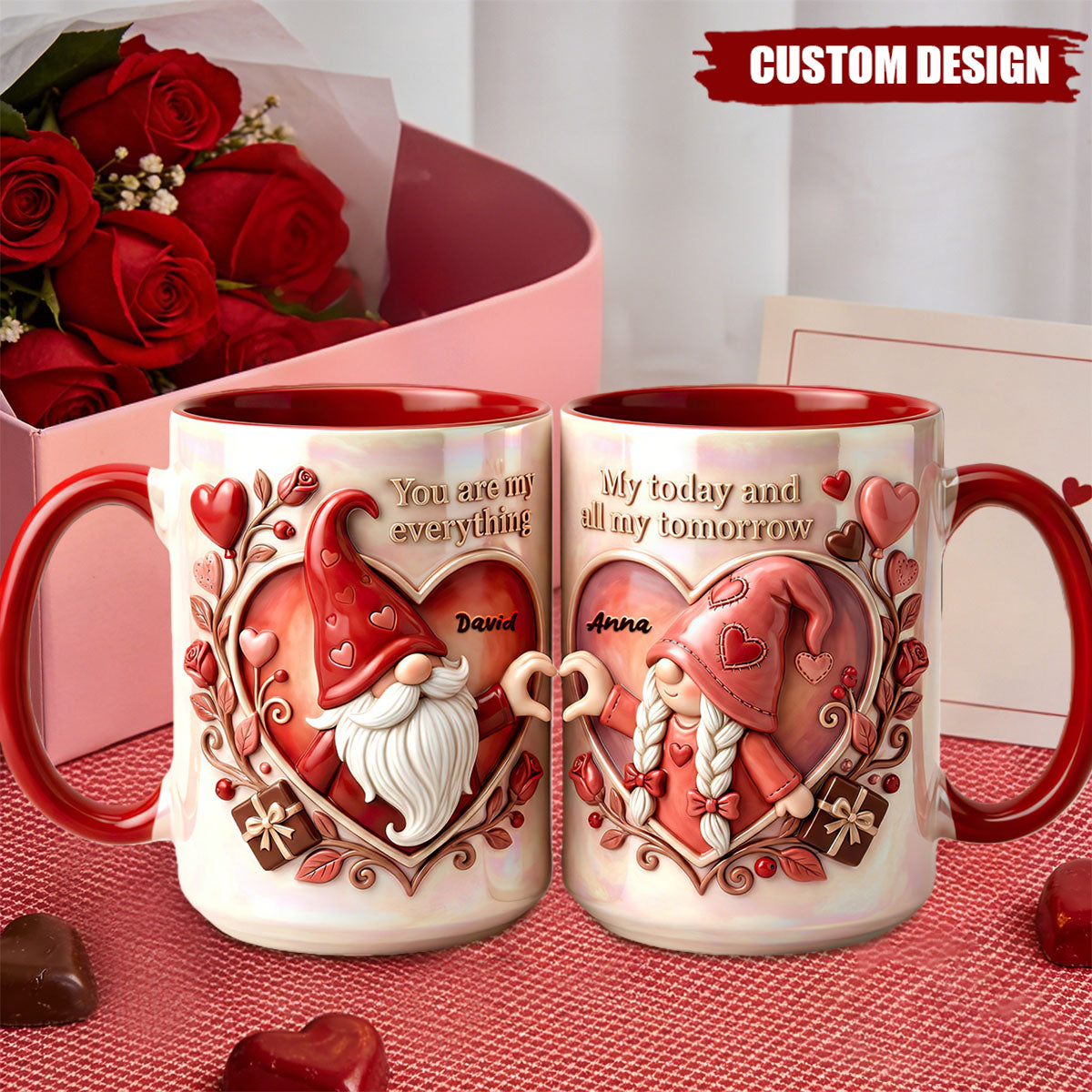 Heart Gesture Couple Coffee Accent Mug- Personalized Gifts For Valentine Couple