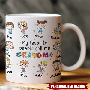 Personalized Mug-My Favorite People Call Me Grandma Doodle Colorful