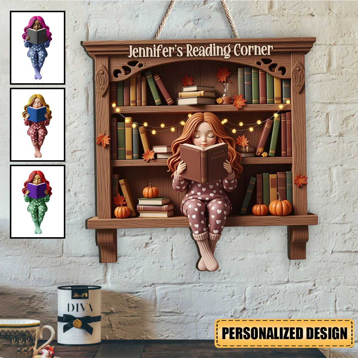 Reading Corner - Personalized Book Custom Shaped Wood Sign