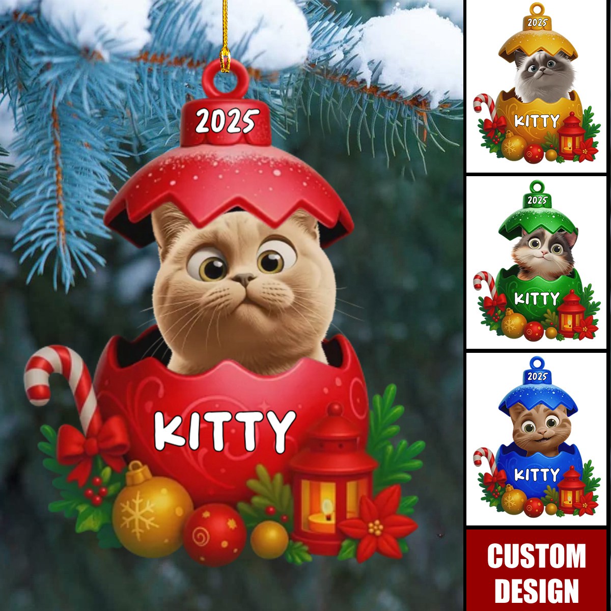 Custom Acrylic Ornament - Personalized Christmas Birthday Gifts For Cat Lovers, Cat Owners