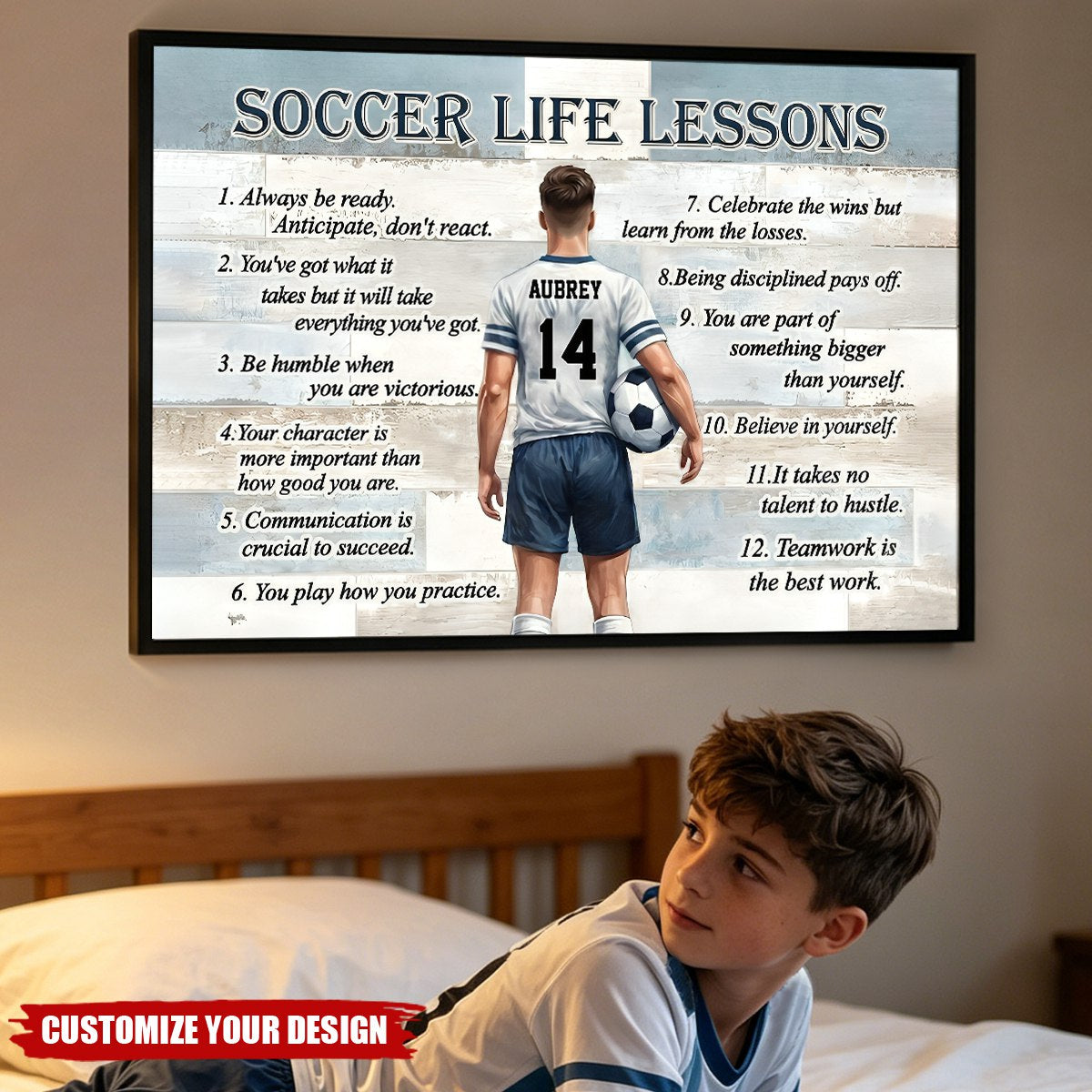 Personalized Soccer Life Lessons Poster - Inspirational Gift for Young Football Athletes & Sports Families