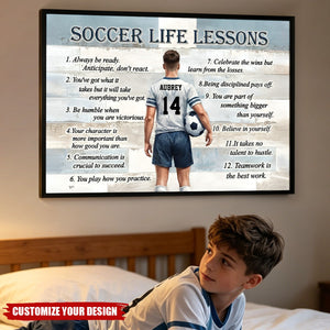 Personalized Soccer Life Lessons Poster - Inspirational Gift for Young Football Athletes & Sports Families