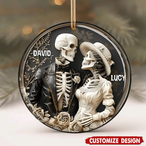 Personalized Skull Couple Christmas Ornament