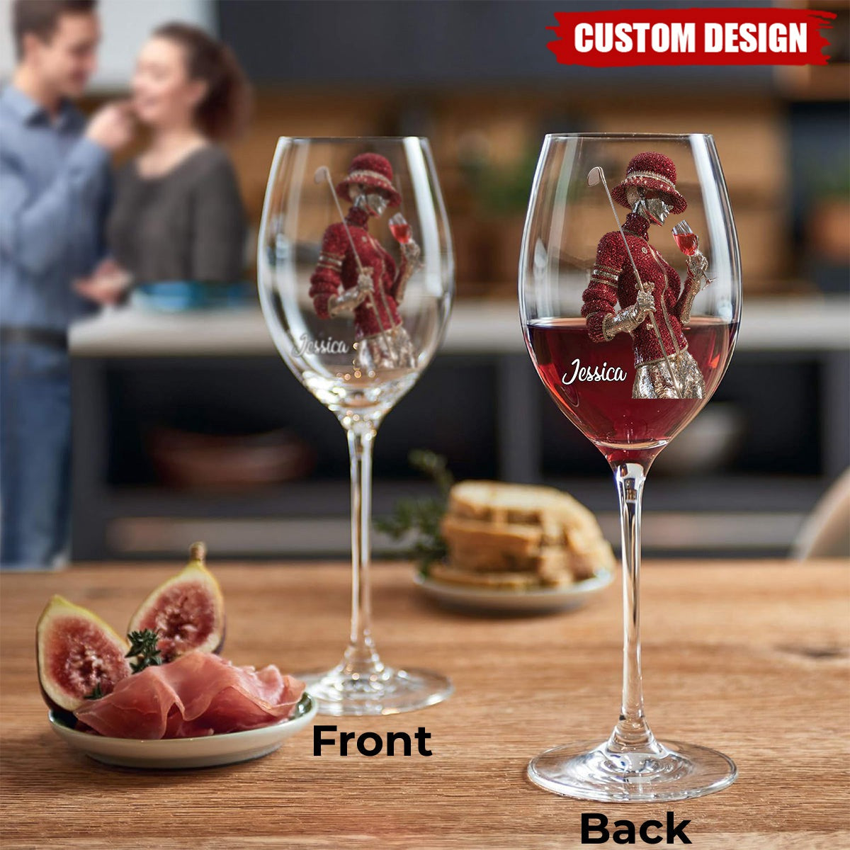 Golf And Wine - Personalized Golf Wine Glass With Long Stem