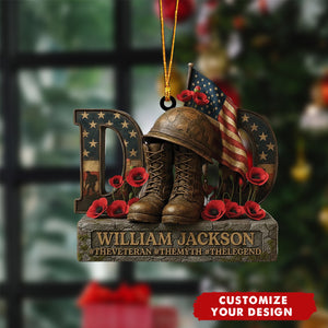 Personalized Veteran Memorial Ornament, Lest We Forget Remembrance Day Ornament,Dad Veteran,Grandpa Veteran Ornament
